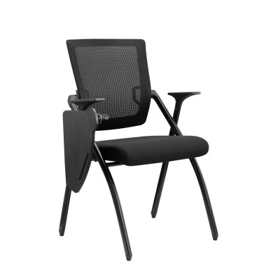 慧采云 培训椅会议椅带写字板折叠网面椅黑色商务时尚简约办公椅