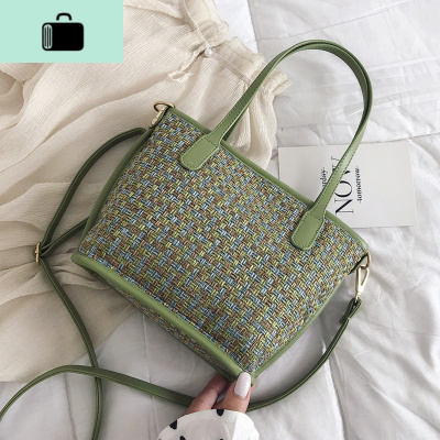 网供ins休闲大包包个性编织托特包新款2020大容量女包手提单肩包NEW LAKE女士单肩包