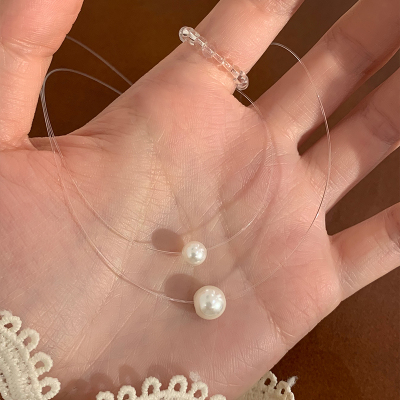 [5.30上新1件85折 3件8折]鱼线珍珠项链颈链女日常百搭高级送女朋友老婆情人节七夕生日礼物