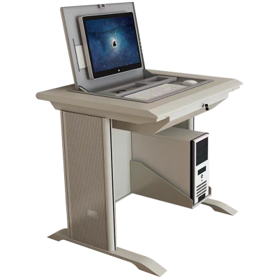 慧采云 办公家具翻转电脑桌多媒体课桌学校微机室电脑桌单双人带主机显示器嵌入式电脑桌