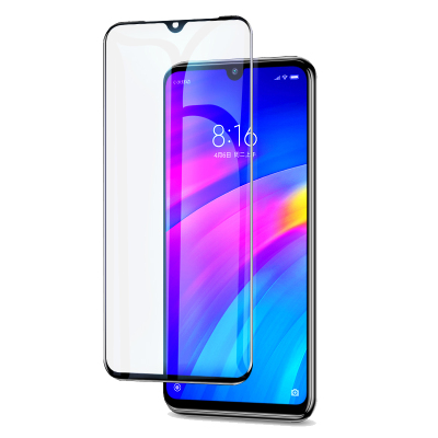 [买2送手机壳]轻万适用红米7钢化膜小米redmi全屏高清手机贴膜丝印黑色全网通xiaomi