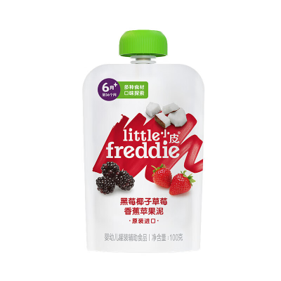 小皮 黑莓椰子草莓香蕉苹果泥100g*6