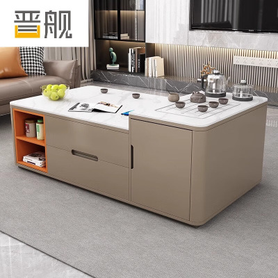晋舰茶几客厅茶台烧水壶一体桌家用泡茶台办公室茶桌 1.3米卡其