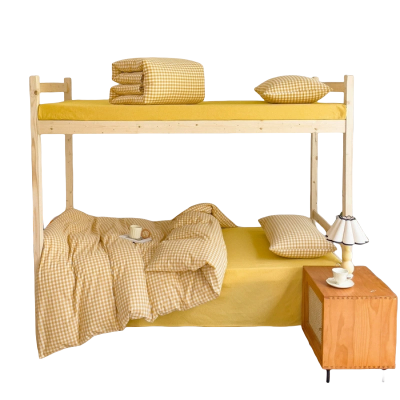 铭思沃三件套0.9米床 黄小格 套