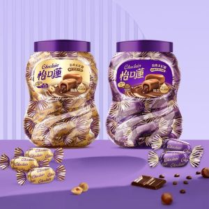 怡口莲榛仁巧克力味罐装太妃糖果喜糖婚庆休闲零食253g约47粒送礼糖果