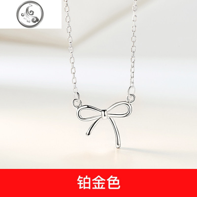 S925纯银日韩显瘦锁骨链清新迷你吊坠蝴蝶结项链女送女友 JiMi
