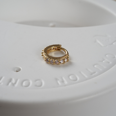 韩国耳环金色微镶钻圈形单只耳骨钉送女朋友老婆情人节七夕生日礼物