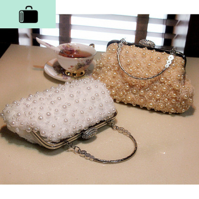 水钻花朵手拿包链条手提斜跨包2019新款珍珠女包名媛包精致宴会包NEW LAKE女手包