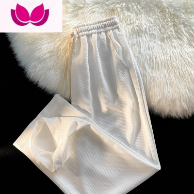 七斓日系华夫格卫裤男秋季潮牌bf简约百搭学生裤子宽松直筒运动休闲裤