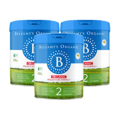 澳洲发/3罐装-贝拉米(Bellamy's )宝宝有机奶粉2段900g/罐装6-12个月进口婴幼儿二段奶粉