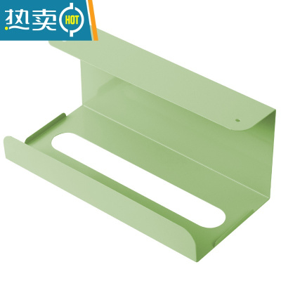 敬平厨房纸巾架免打孔铁艺用纸架 家用餐巾纸挂架橱柜门抽纸盒壁挂式 绿色1个纸巾盒