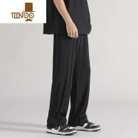 YANXU冰丝裤子男士夏季薄款阔腿束脚裤速干条纹运动九分休闲长裤直筒裤