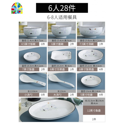 封后碗筷套装家用碗盘欧式简约创意加厚餐具碗碟陶瓷饭碗十碗十盘礼盒 FENG 紫玉明珠10碗10盘(4.5英寸碗/8英寸圆