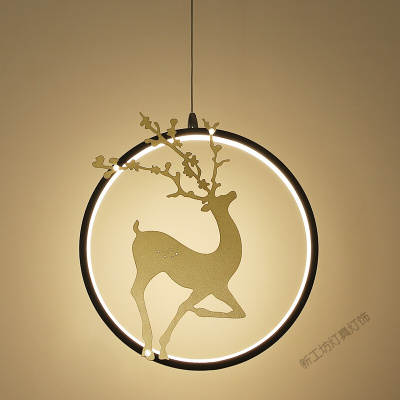 苏宁放心购 北欧小鹿吊灯创意个性卧室床头灯简约现代玄关入户过道吧台餐厅灯