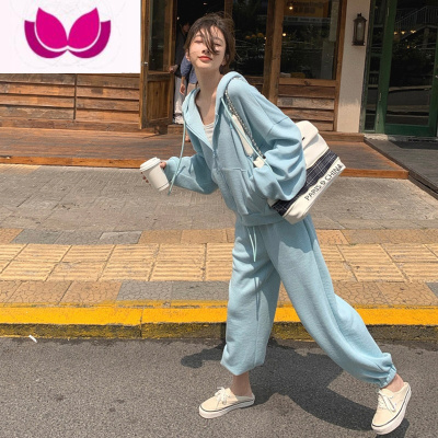 七斓连帽卫衣运动套装女学生宽松显瘦韩版网红时尚休闲套洋气