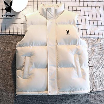 花花公子马甲男士2024年冬季新款加绒保暖休闲宽松纯色立领上衣男