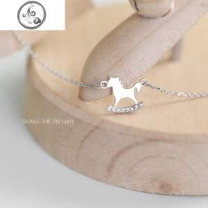 木马项链女纯银可爱吊坠气质学生小众网红少女心简约韩版锁骨链 JiMi 银色木马