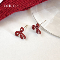 气质安可拉红圣诞节蝴蝶结耳钉女2025新款高级感耳环小众设计耳饰送女朋友老婆情人节七夕生日礼物