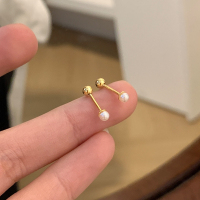 S925纯银养耳洞小珍珠螺丝耳钉女温柔优雅小巧精致感简约耳饰送女朋友老婆情人节七夕生日礼物