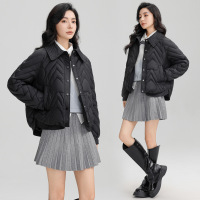 2024加厚新款翻领短款棉服外套女加厚小香风衬衫领宽松百搭棉衣女