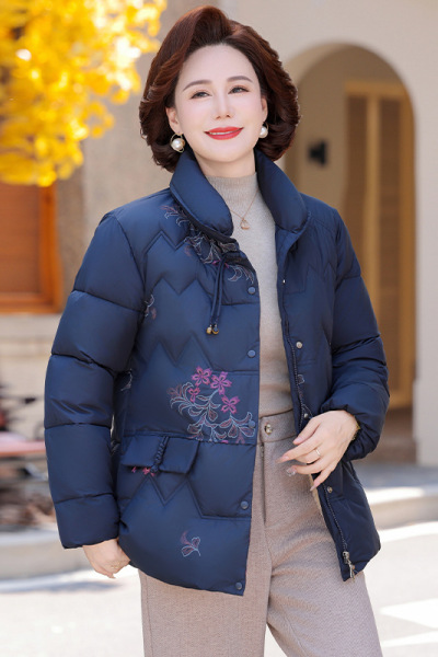 年冬装新款妈妈装棉衣时尚中领加绒中老年女装40-60岁棉服女