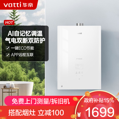 华帝(vatti)16升燃气热水器天然气水气双调 四季恒温洗WIFI智控智能防冻气电双断i12161-16