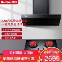 红日(RedSun)22M立方油烟机红外线灶组合烟灶套装智能体感抽油烟机定时燃气灶套装RTEU09+EM608B 天然气