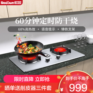 红日(RedSun) 一级能效EH009G不锈钢燃气灶双灶红外线聚能灶家用嵌入式台式天然气灶液化气灶(液化气)