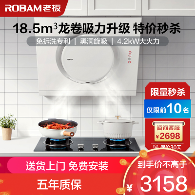 老板(Robam)油烟机烟灶套餐侧吸抽油烟机吸油烟机燃气灶烟灶套装 厨电套装 21A6H+30G2(天然气)