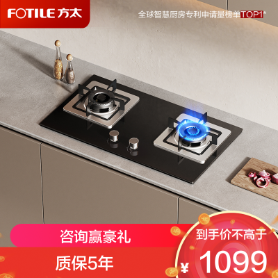 方太燃气灶双灶嵌入式灶具家用厨房 5.0kW*大火力 新品 可调节底盘 换装优选 TH32B 液化气