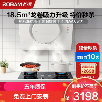 老板(Robam)油烟机烟灶套餐侧吸抽油烟机吸油烟机燃气灶烟灶套装 厨电套装 21A6H+30G2(天然气)