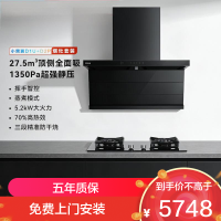 老板(Robam)抽油烟机天燃气灶具套装 小黑翼顶侧双吸27.5风量家用大吸力烟灶联动套装 D1U+防干烧灶D2P