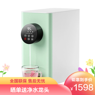 德国德克西（DEKEXI）即热式饮水机净水机一体机家用直饮加热自来水过滤饮水机RO膜净水器台上式净水器WS-10抹茶绿