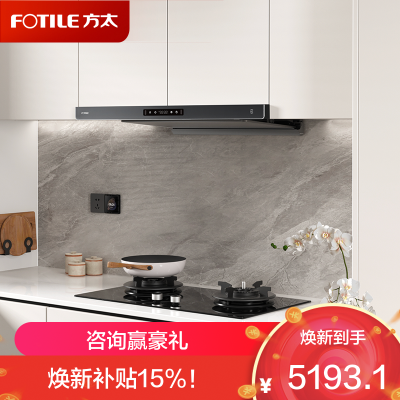 方太F3-G+02-TE21 抽吸油烟机家用25风量纤薄欧式+升级70%热效率定时天然气灶烟灶套装灰