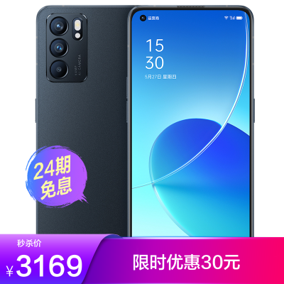 购机享多重福利-OPPOReno65G手机12GB+256GB夜海全网通6400万水光人像镜头65W超级闪充90Hz高感屏36个月流畅护航拍照美颜手机