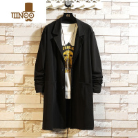 YANXU胖子大码中长款风衣男春季薄款潮牌外套肥佬加肥加大宽松翻领大衣