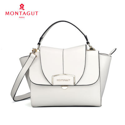 梦特娇手提包女真皮大气简约多夹层女士牛皮斜挎包新款撞色女包