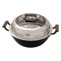 利仁JZDG-3228铁锅家用炖锅双耳精铸老式加深炒锅无涂层深炖