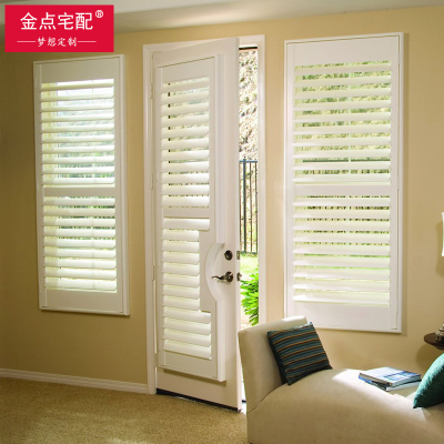 金点宅配全屋整装定制实木椴木百叶门窗铝合金pvc透气门窗 椴木法式门