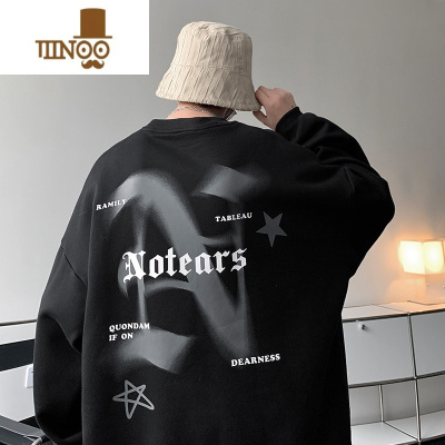 YANXU圆领字母印花卫衣男士百搭套头长袖T恤男新款上衣