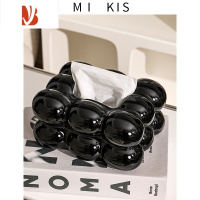 三维工匠棉花糖黑色纸巾盒家用客厅创意陶瓷抽纸盒红色纸抽盒餐桌餐巾纸盒 黑色棉花糖纸巾盒