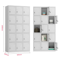 迅众 十五门更衣办公室衣柜钢制员工衣柜铁皮柜更衣柜存包柜职员宿舍衣柜带锁储物柜鞋柜多门更衣柜公司员工衣帽柜
