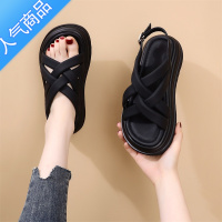 SUNTEK厚底凉鞋女2023年夏新款防滑软底网红沙滩鞋配裙子时尚露趾罗马鞋