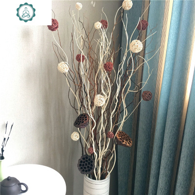 龙柳树枝干枝装饰玄关橱窗插花客厅落地花瓶叶脉花干花装饰摆件封后套装六含瓶（树脂仿陶瓷）干树枝