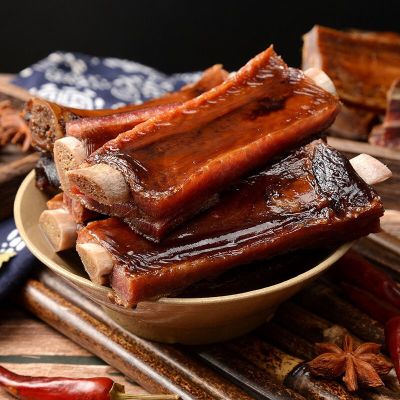 湖南特产腊猪舌头猪肝柴火烟熏土猪排骨肉腊货腊肠系列腊排骨250克