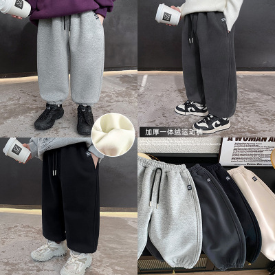 童酷儿童冬款湖州织里童装百搭宝宝休闲裤加厚贴标男童卫裤潮