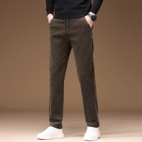 高端秋冬新款休闲裤男士直筒商务西裤厚款男裤显高松紧腰百搭裤子