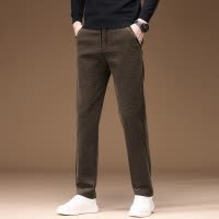 高端秋冬新款休闲裤男士直筒商务西裤厚款男裤显高松紧腰百搭裤子
