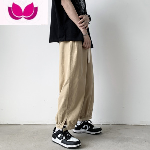 七斓夏季九分裤男宽松直筒日系港风薄款学生百搭ins潮牌9分休闲束脚裤