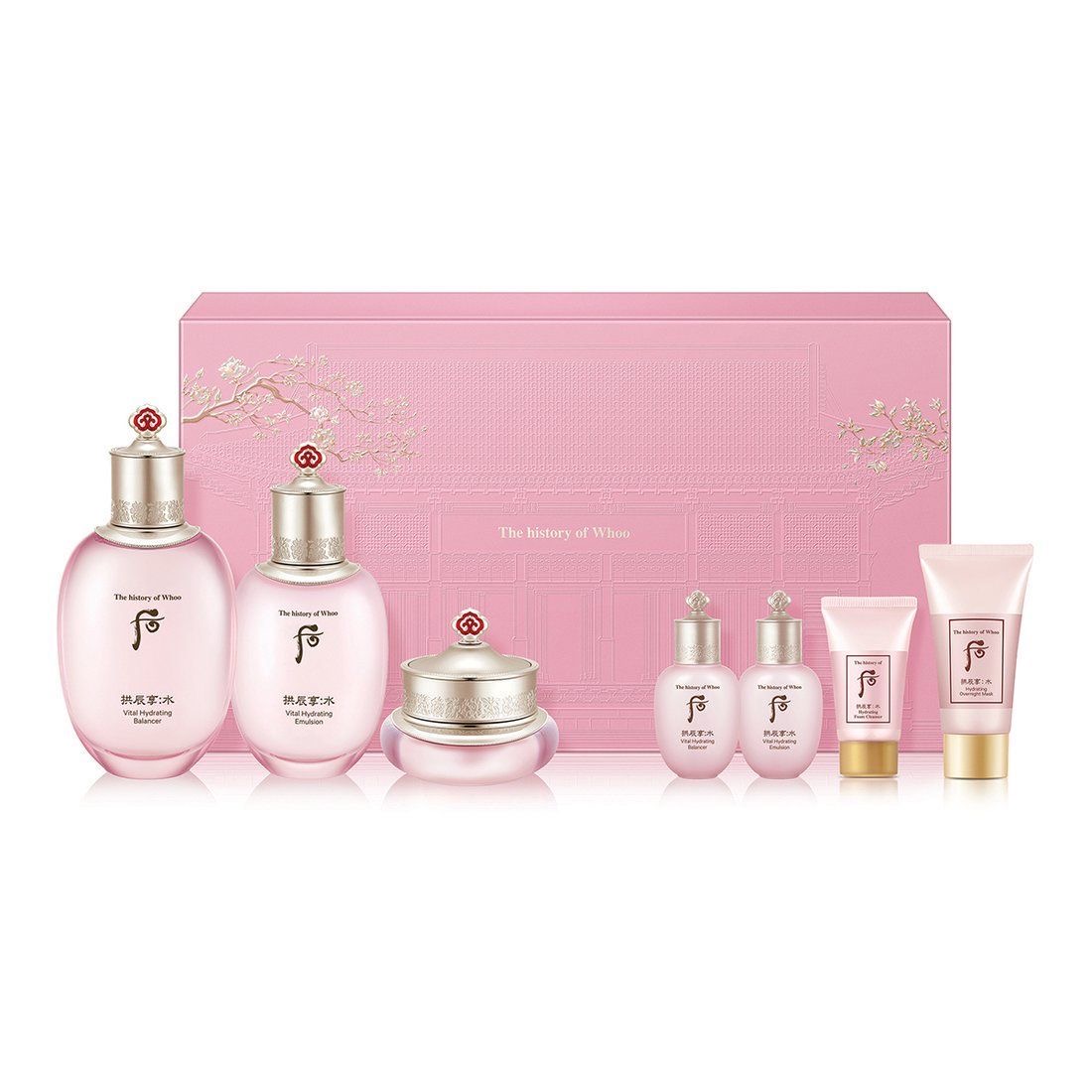 whoo后水妍水沄水乳霜礼盒套装后水妍三件套粉色清爽嫩肤补水舒缓企划